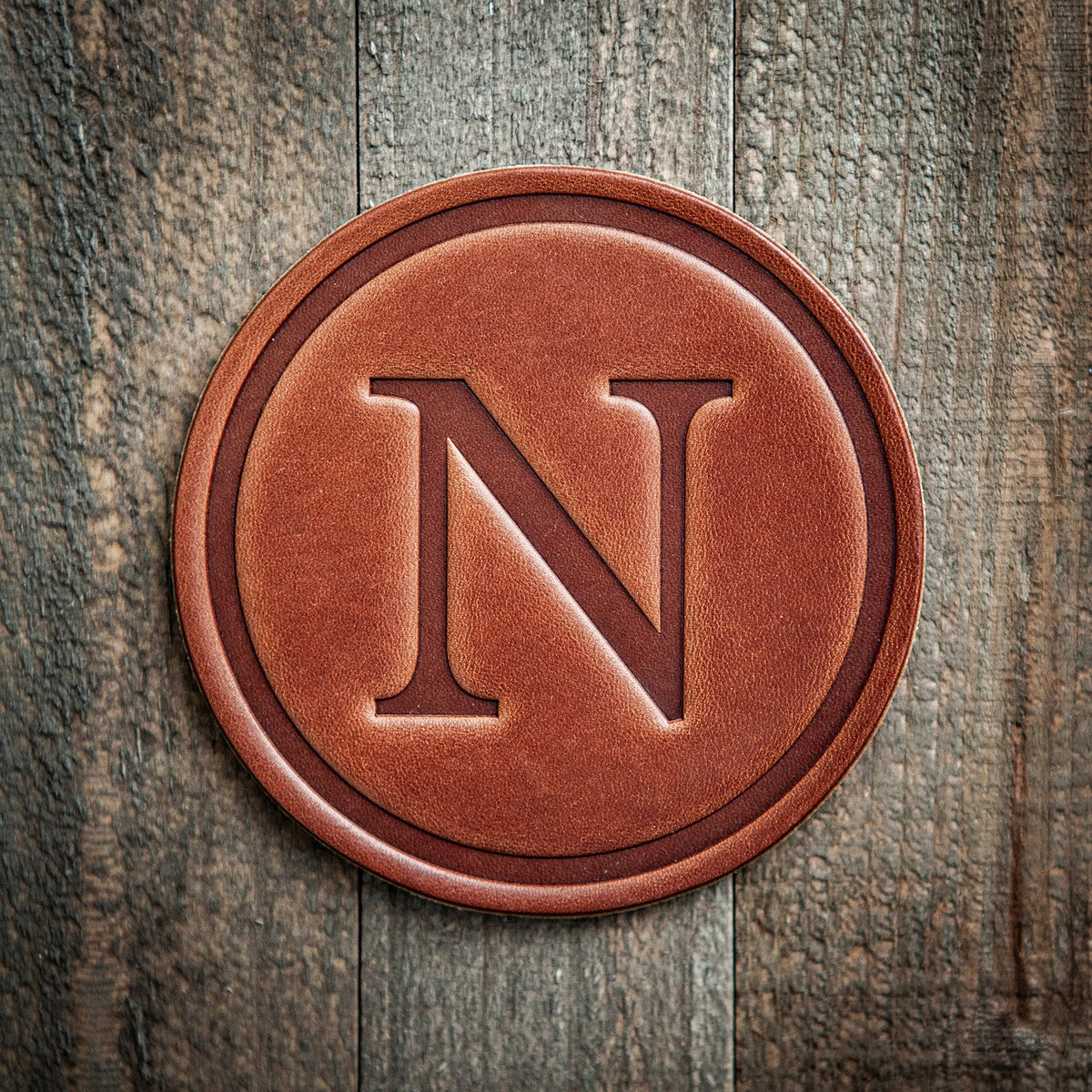 N Monogram Letter Leather Coaster