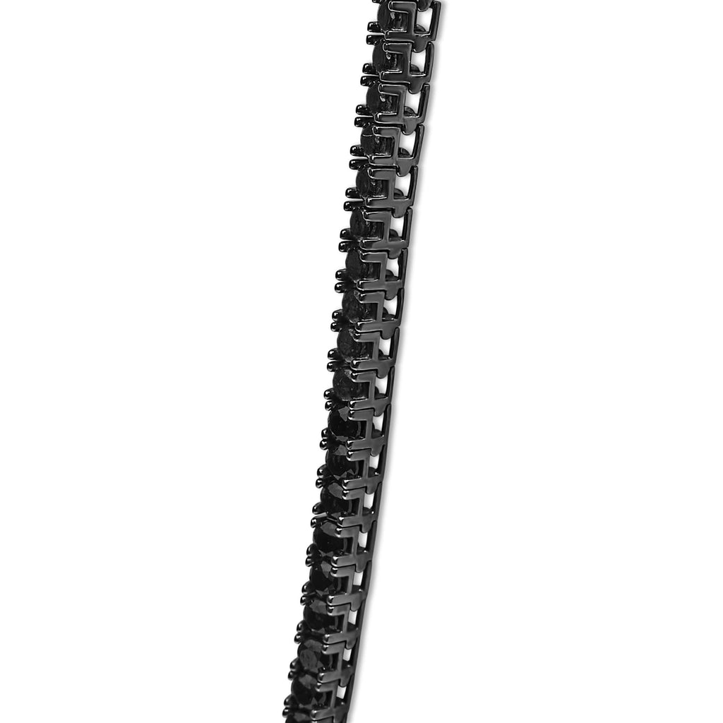 Men's Sterling Silver Black Onyx Tennis Necklace