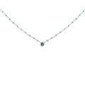 Sterling Silver Lab Created Emerald Bead Chain Necklace