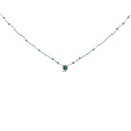 Sterling Silver Lab Created Emerald Bead Chain Necklace