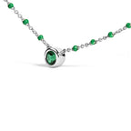 Sterling Silver Lab Created Emerald Bead Chain Necklace