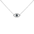 Sterling Silver 1/4 Cttw Blue and White Diamond Evil Eye Necklace