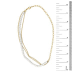 18K Yellow Gold Vermeil Cultured Pearl Strand Necklace with Rolo and Paperclip Chain