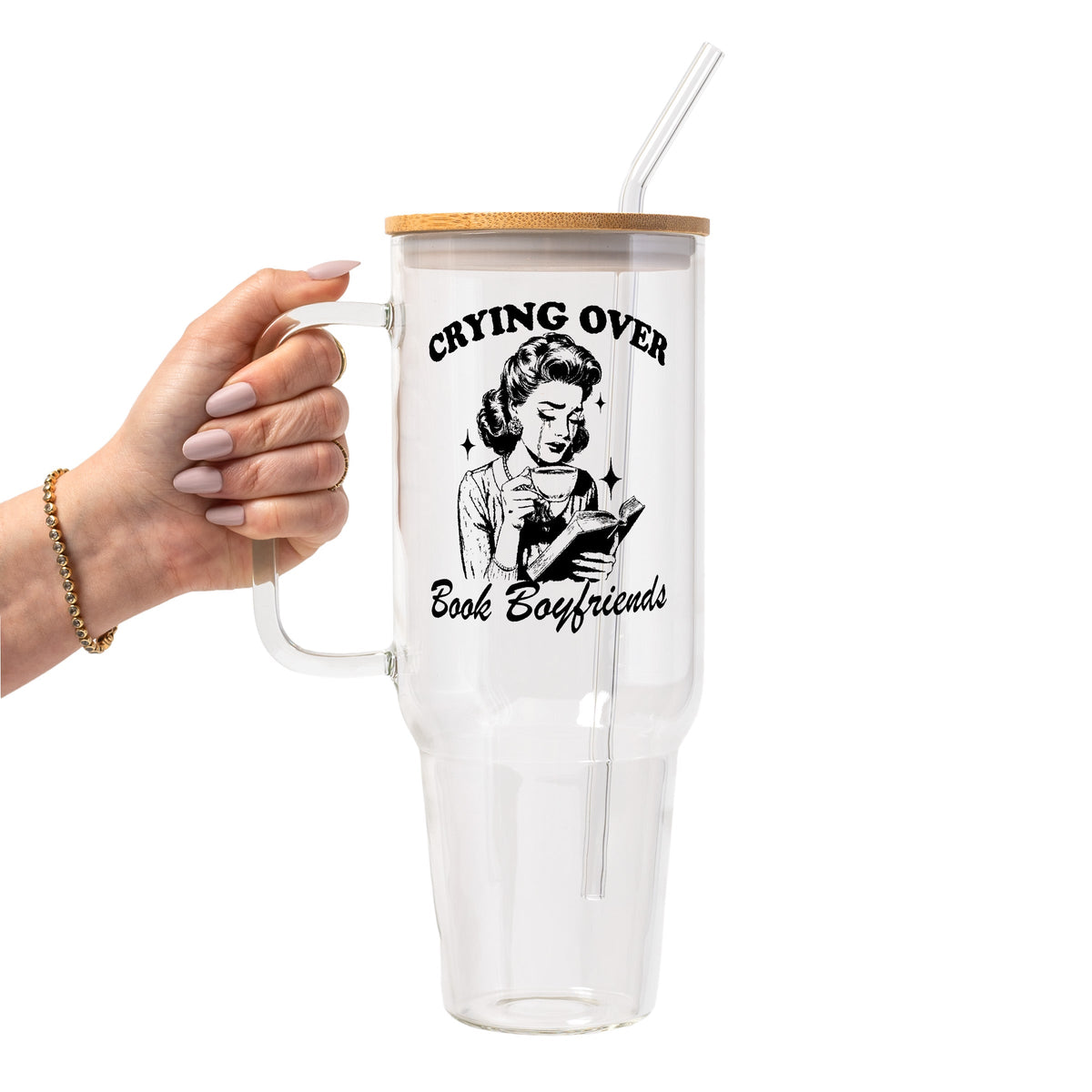Crying Over Book Boyfriend Glass Cups