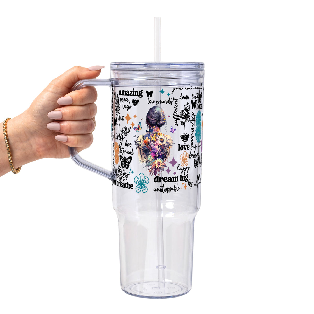 Flower Affirmations Glass Cups