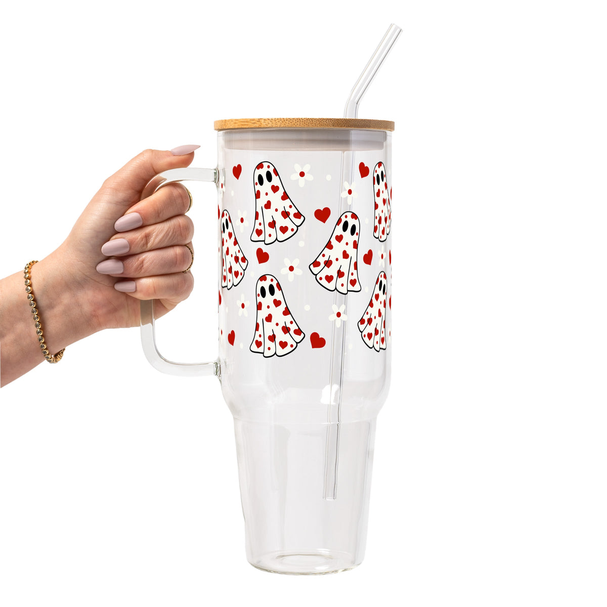 Heart Ghosts Valentine Glass Cups