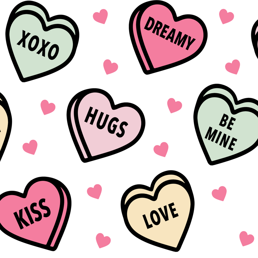 Valentines Day Candy Hearts Glass Cups