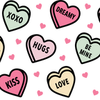 Valentines Day Candy Hearts Glass Cups
