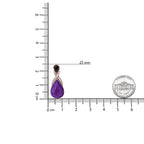 18K Rose Gold Flash Plated .925 Sterling Silver Purple Enamel 1/5 Cttw Round Pave-Set Diamond and 5.5 x 4mm Pear-Shaped Black Onyx Drop Earrings (F-G Color, VS1-VS2 Clarity)