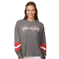 Gray Nebraska Long Sleeve Shirt with Red & White Striped Sleeves | Multiple Sizes | Nature Find & Designs