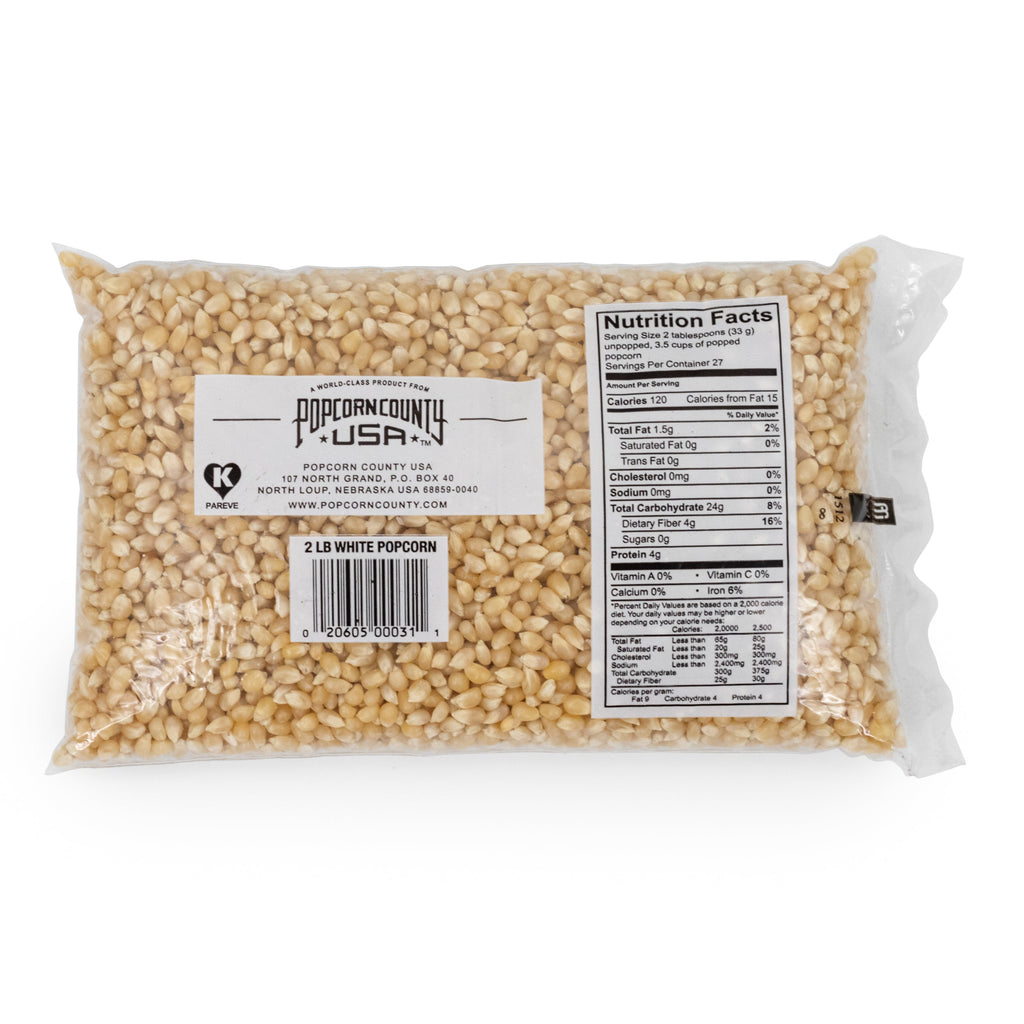 White Un-Popped Popcorn Kernels | 2 lb | Non-GMO | Popcorn County USA | North Loup Valley