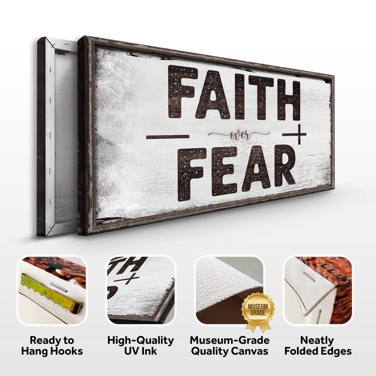 Faith Over Fear Motivational Sign