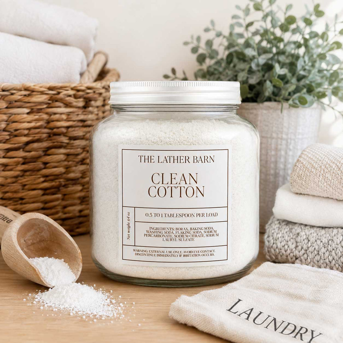 Natural Laundry Detergent | Clean Cotton | 64 oz | The Lather Barn