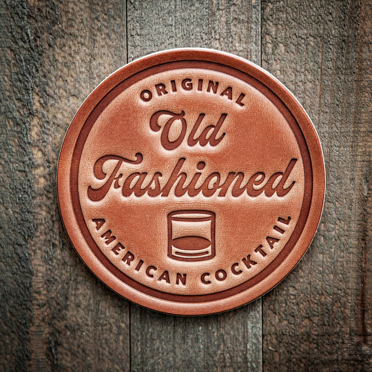 Old Fashioned Orginial American Cocktail Leather Coaster