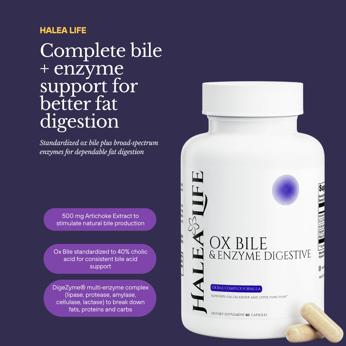 Ox Bile and Enzyme Digestive Capsules