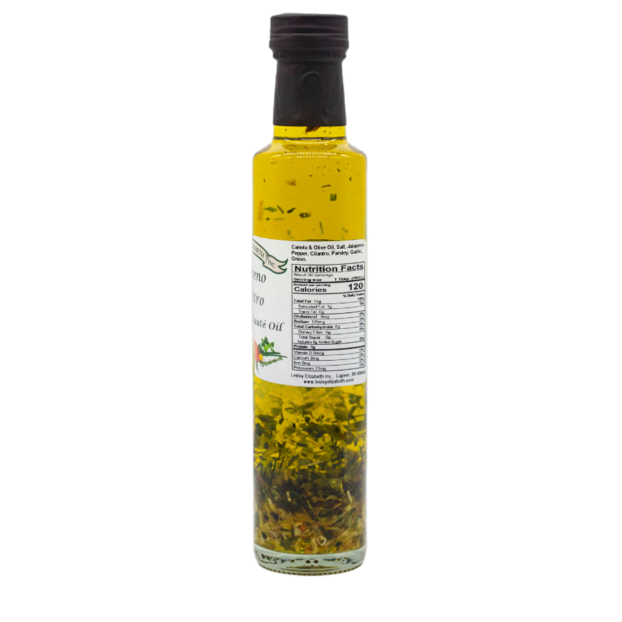 Lesley Elizabeth Jalapeno & Cilantro Grilling & Saute Oil, Dorica (250mL)