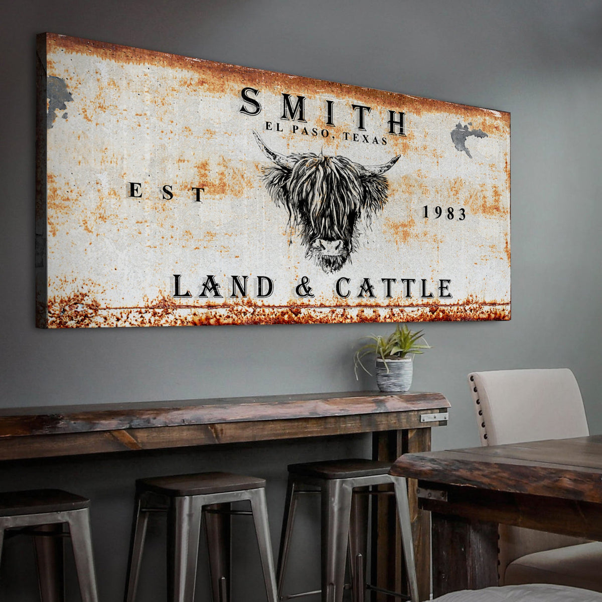 Land And Cattle Rustic Sign III