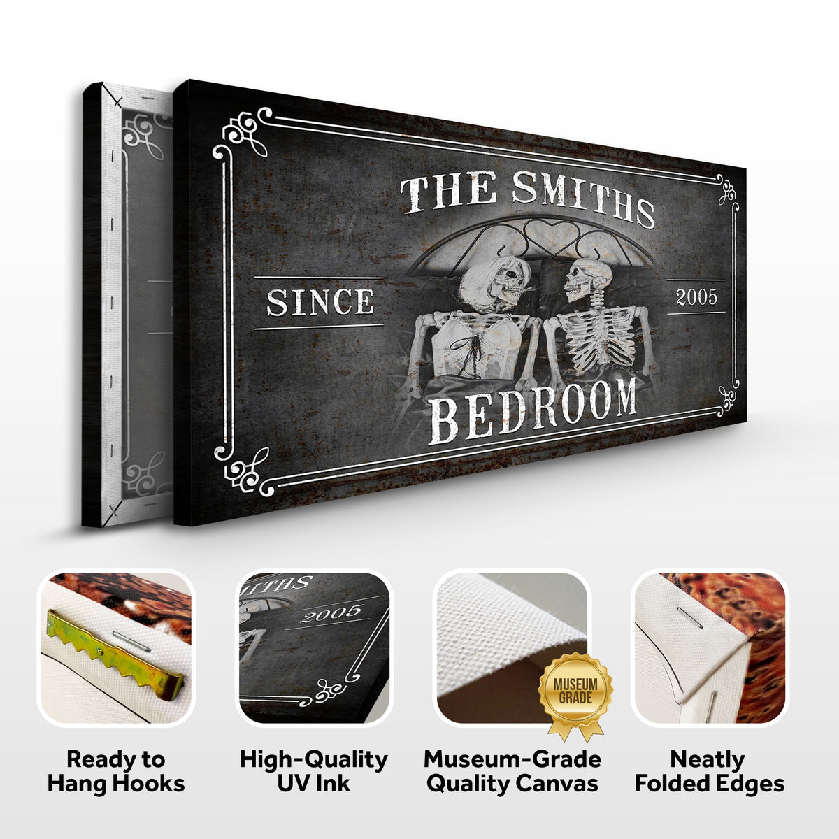 Personalized Skeleton Bedroom Sign - Gothic Art For Bedroom