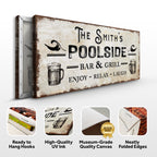 Personalized Poolside Bar And Grill Sign