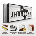 Texas Family Name Sign