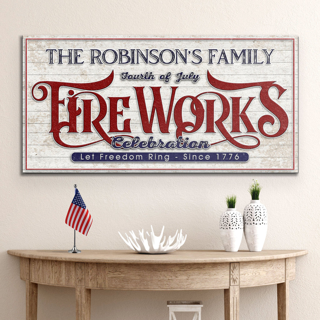 4th of July Fireworks Celebration Personalized Sign