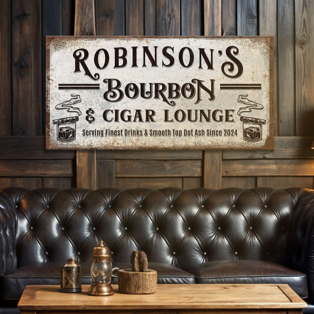 Personalized Bourbon and Cigar Bar Sign