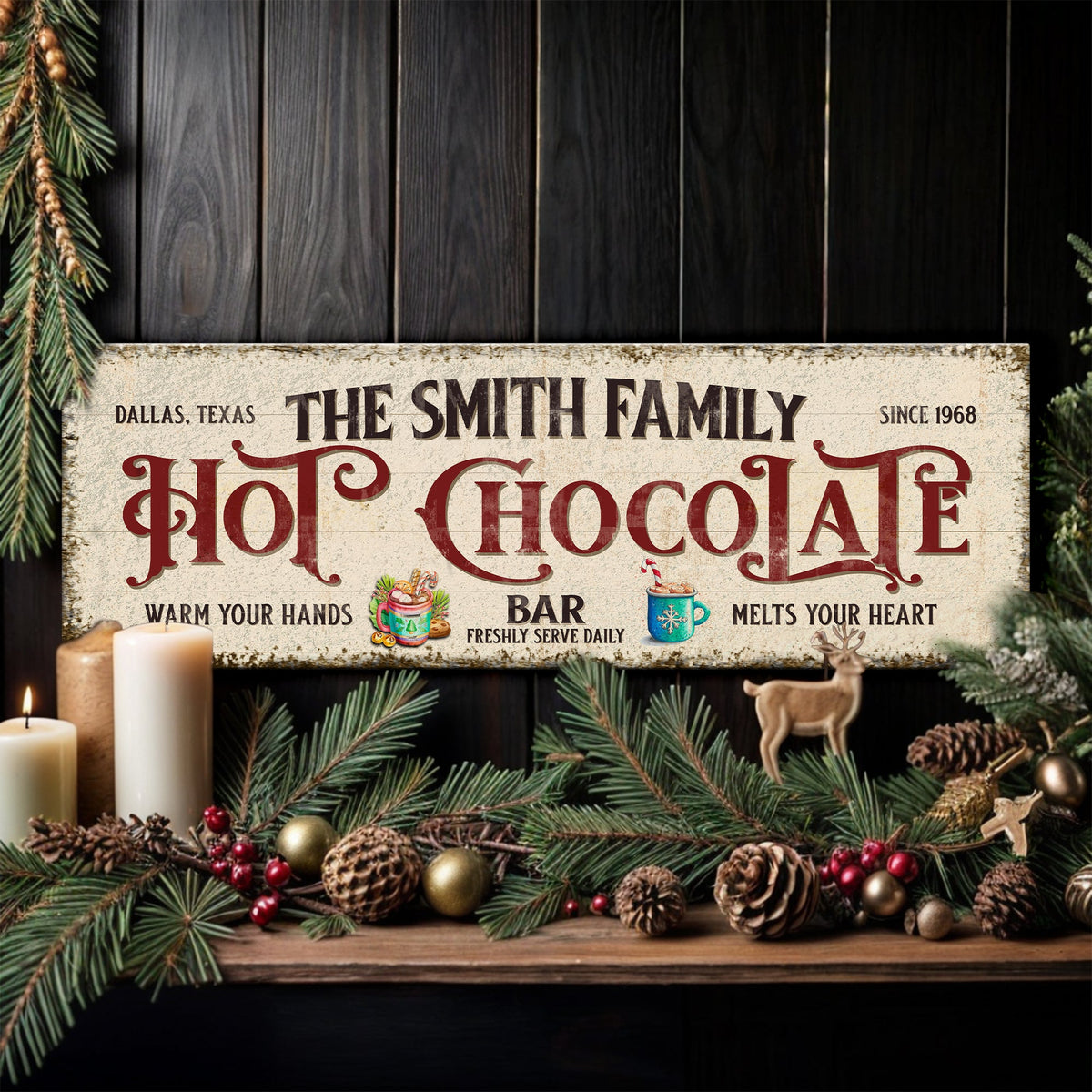 Hot Chocolate Christmas Bar Sign