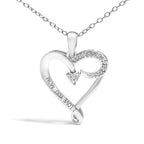 .925 Sterling Silver Diamond Accent "I LOVE YOU MOM" Heart Pendant Necklace (J-K Color, I2-I3 Clarity) - 18" Inches