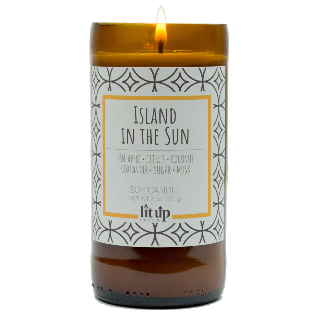 Island in the Sun 8 oz. soy candle in upcycled beer bottle | Pineapple, Coconut, Citrus