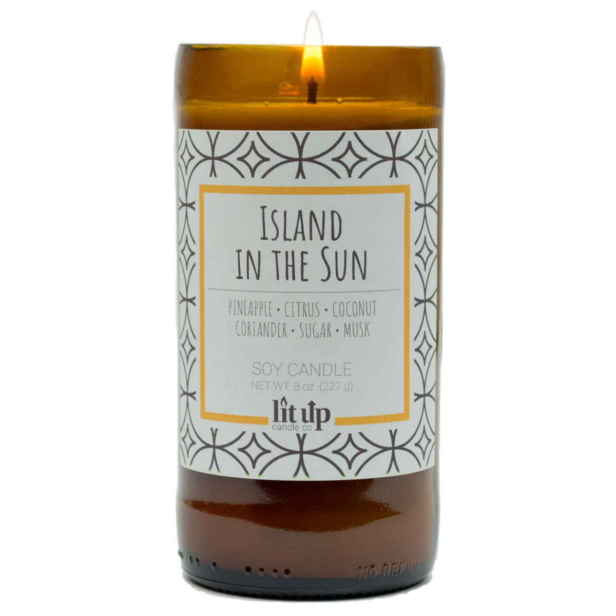 Island in the Sun 8 oz. soy candle in upcycled beer bottle | Pineapple, Coconut, Citrus