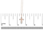 10K Rose Gold Plated Sterling Silver 1/6 Cttw Diamond Double Loop Cross Pendant Necklace