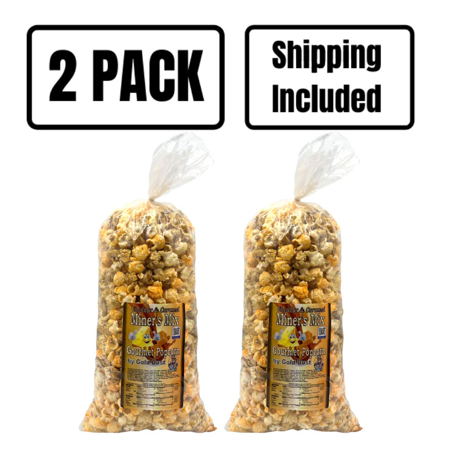 Miner's Mix Caramel & Cheese Popcorn Mix | Pack of 2 | 7 oz | Non-GMO | Shipping Included | Gold Dust Kettle Corn