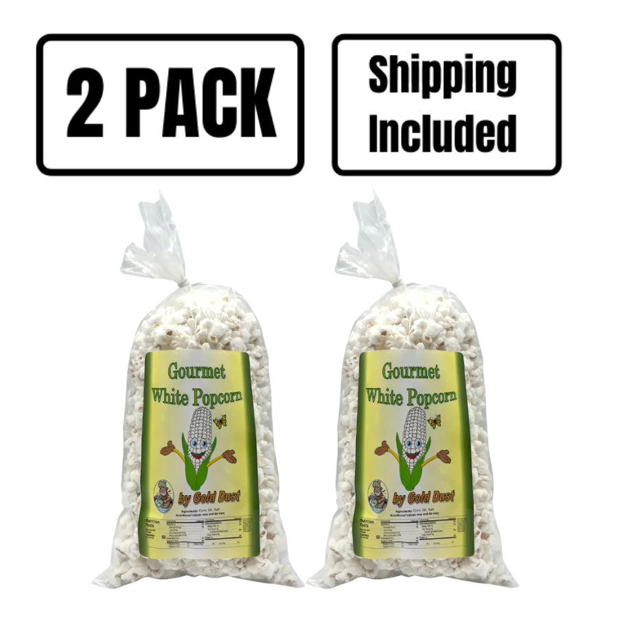 White Butterfly Popped Popcorn | Pack of 2 | 1.5 oz | Non-GMO | Shipping Included | Gold Dust Kettle Corn