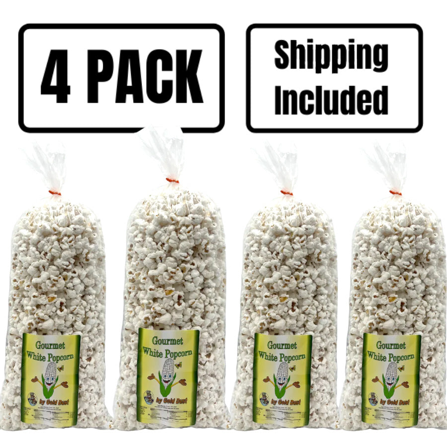 White Butterfly Popped Popcorn | Pack of 4 | 7 oz | Non-GMO | Shipping Included | Gold Dust Kettle Corn