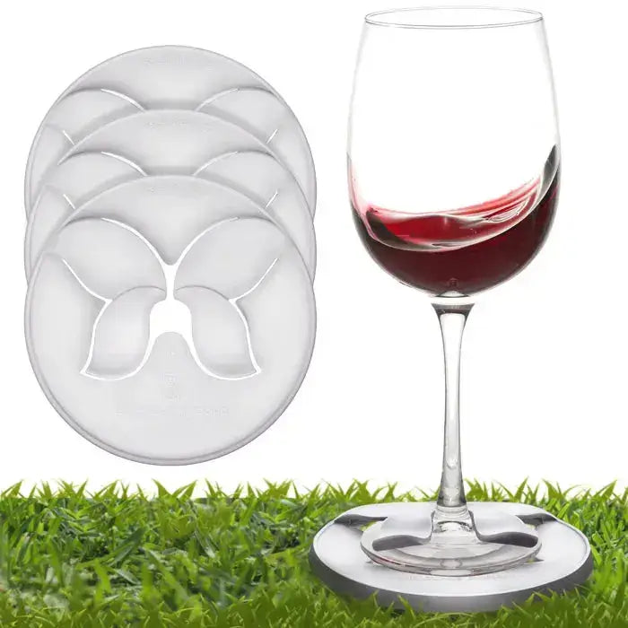 Wine Glass Slipper Set keeps wine glasses stable on grass