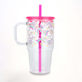 Pink Unicorns, Rainbows & Stars 20oz Kids Tumbler with Handle, Lid & Straw