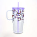 Purple Unicorns, Rainbows & Daisies 20oz Kids Tumbler with Handle, Lid & Straw