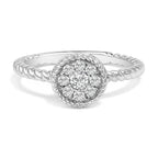 Sterling Silver 1/4 Cttw Diamond Floral Round Braided Ring