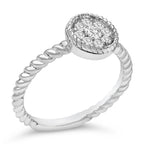 Sterling Silver 1/4 Cttw Diamond Floral Round Braided Ring