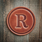 R Monogram Letter Leather Coaster