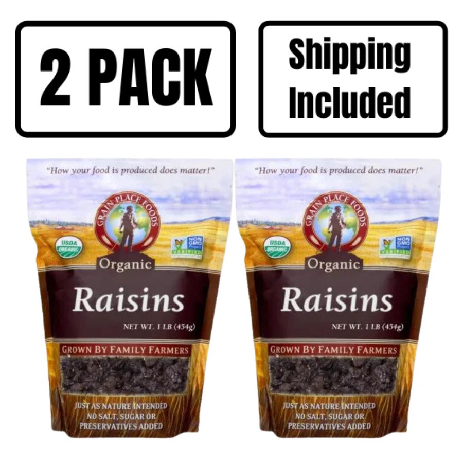 Organic Raisins | 1 lb | Pack of 2 | Shipping Included | Grain Place Foods