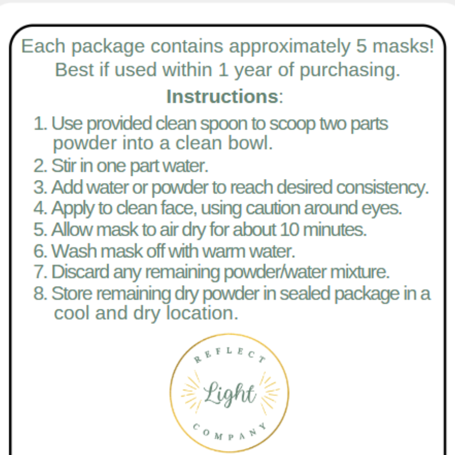 Rose Clay Face Mask | 1 oz | Multiple Blends | Reflect Light Company