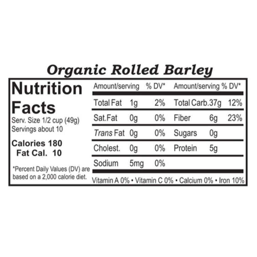 Organic Rolled Barley | Pack of 4 | 1 lb | Non-GMO | Shipping Included | Grain Place Foods