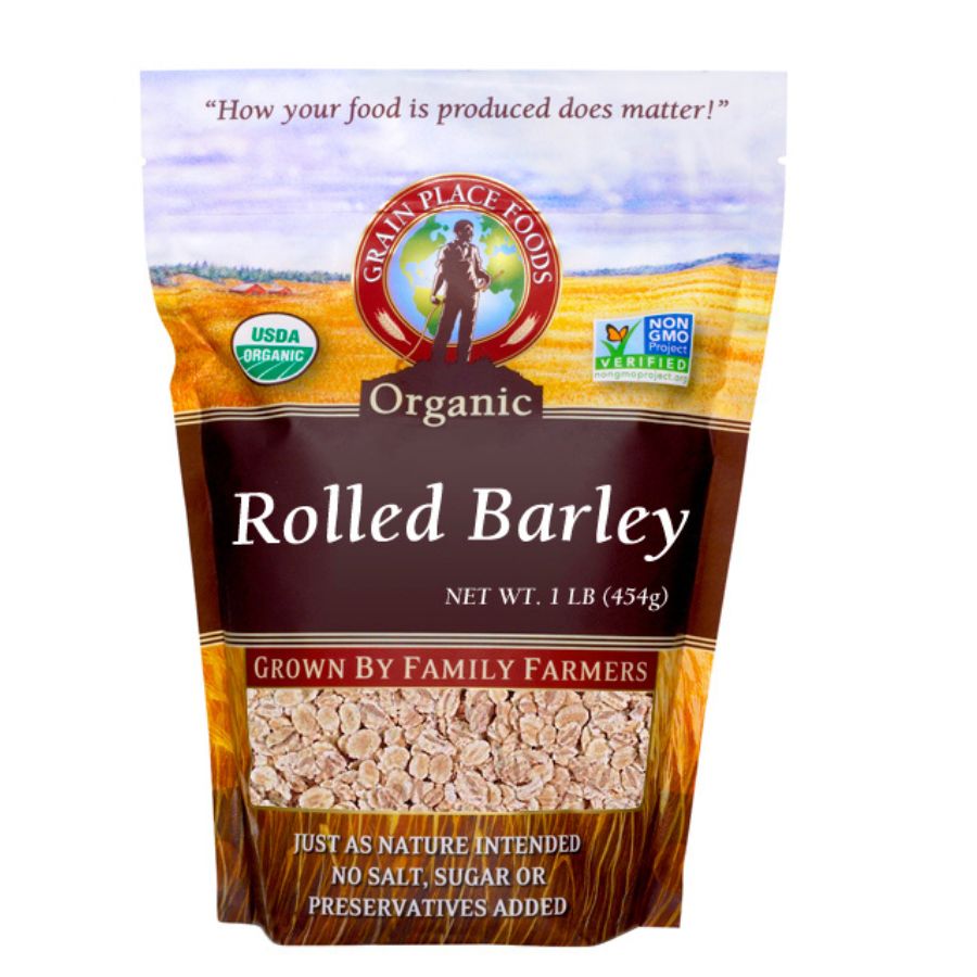 Organic Rolled Barley | 1 lb | Pack of 2 | Non-GMO | Grain Place Foods