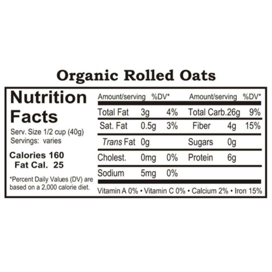 Organic Rolled Oats | Pack of 6 | 2.5 lb | Non-GMO | Shipping Included | Grain Place Foods