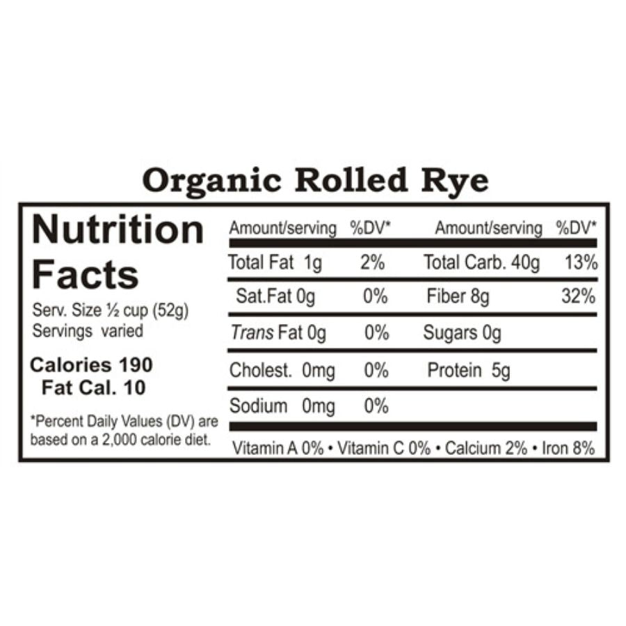Organic Rolled Rye | Pack of 2 | 25 lb | Non-GMO | Shipping Included | Grain Place Foods
