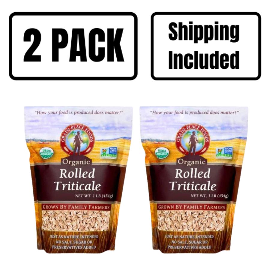 Organic Rolled Triticale | Pack of 2 | 1 lb | Shipping Included | Grain Place Foods