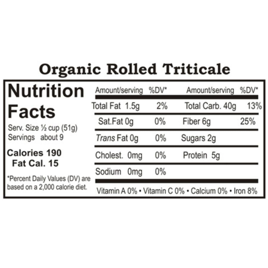 Organic Rolled Triticale | Pack of 2 | 1 lb | Shipping Included | Grain Place Foods