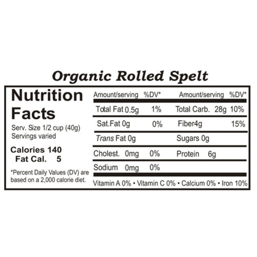 Organic Rolled Spelt | 25 lb | Non-GMO | Shipping Included | Grain Place Foods