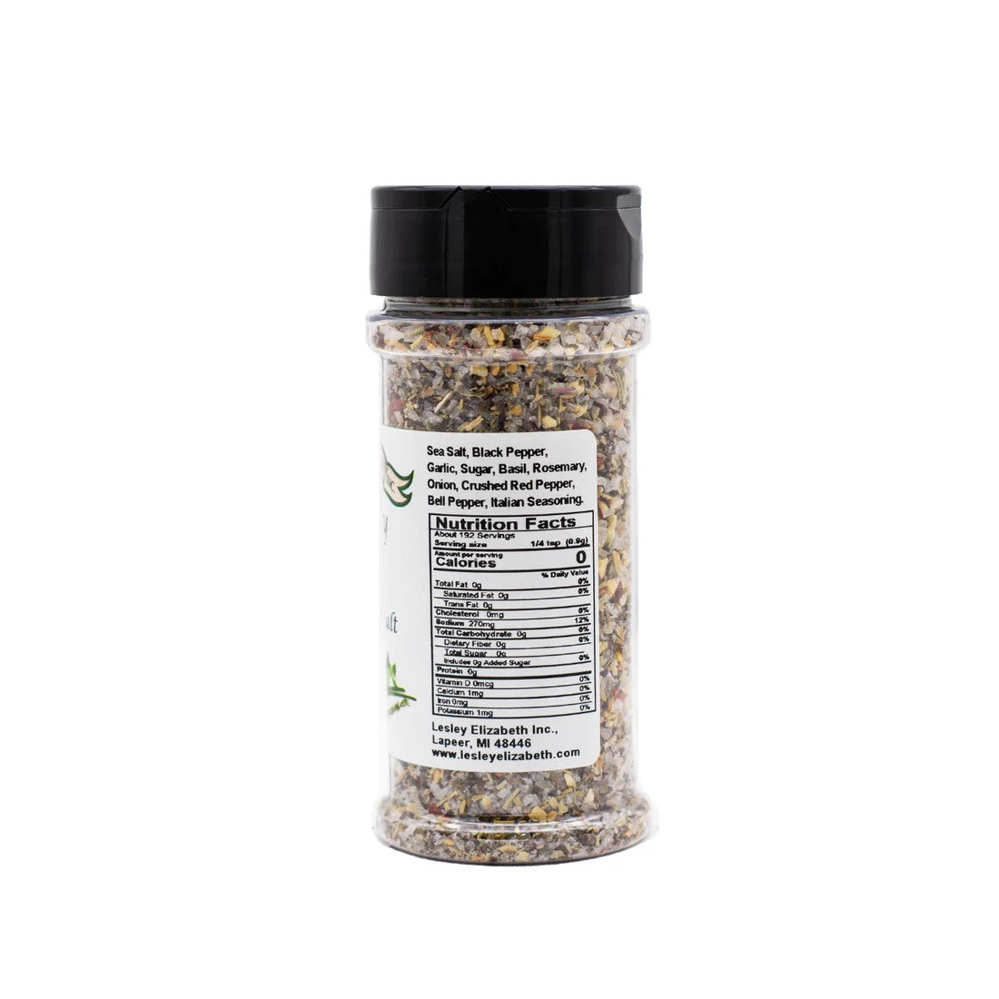 Lesley Elizabeth Rosemary & Basil Seasoned Sea Salt, PET (252mL)